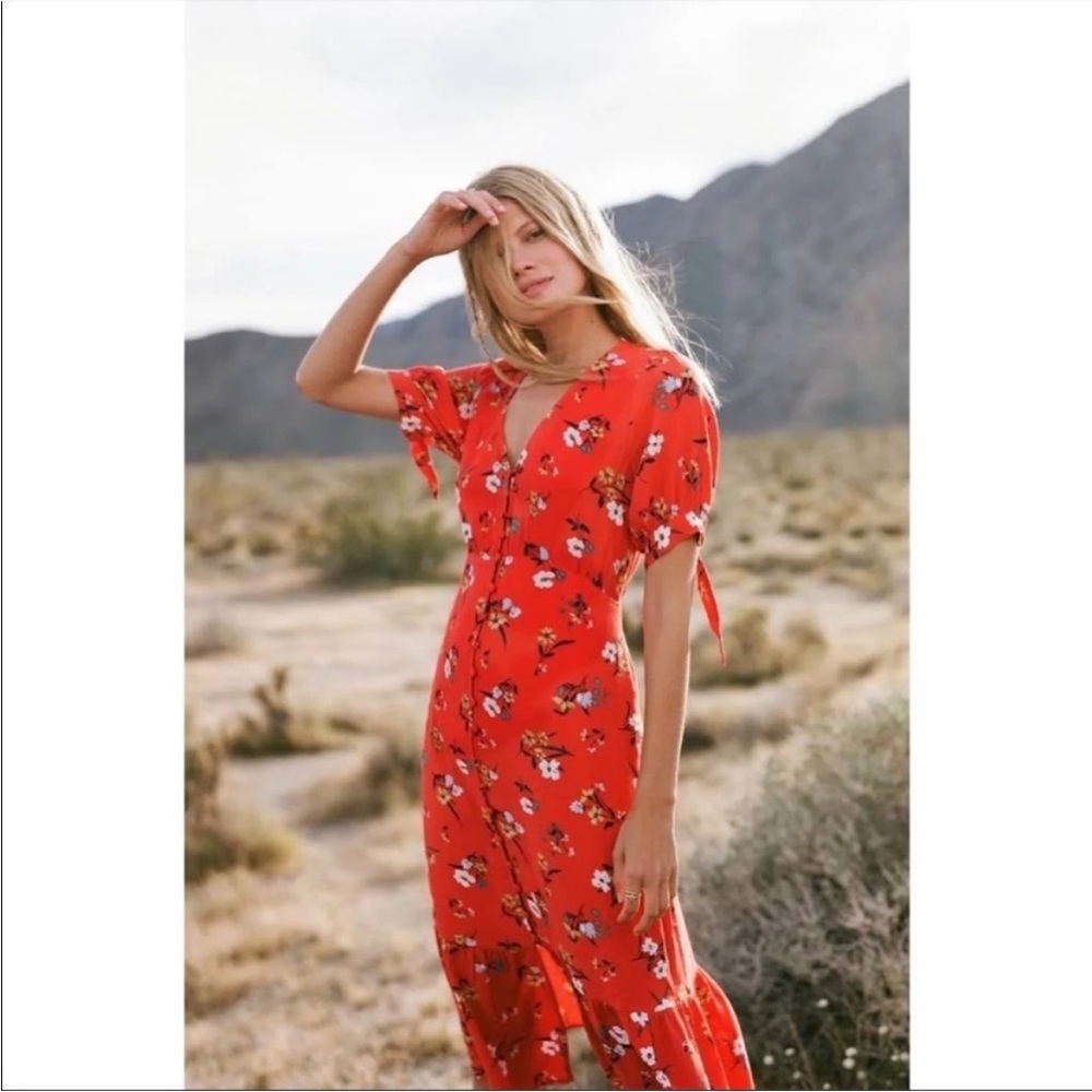 Anthropologie Maeve Eudora Floral Print Midi Dress 10